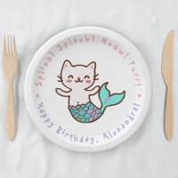 Cumpleaños de chica sirena gato lindo Meowmaid Pur