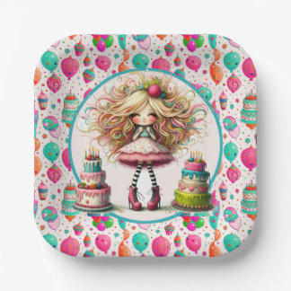Plato De Papel Cumpleaños de chicas 