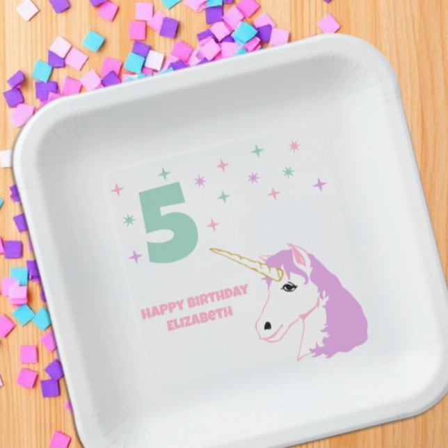 Plato De Papel Cumpleaños de Chicas Unicornio Mágico (Subido por el creador)