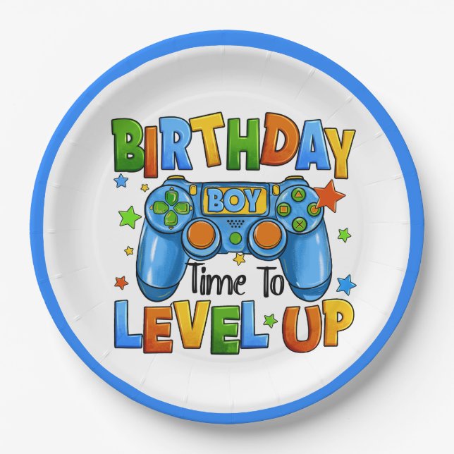 Plato De Papel Cumpleaños de chicos jugadores (Anverso)