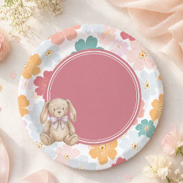 Plato De Papel Cumpleaños de conejito Fiesta linda de conejito