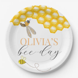 Plato De Papel Cumpleaños de cualquier edad con tema de abeja