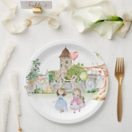Plato De Papel Cumpleaños de cuento de hadas de princesas, caball