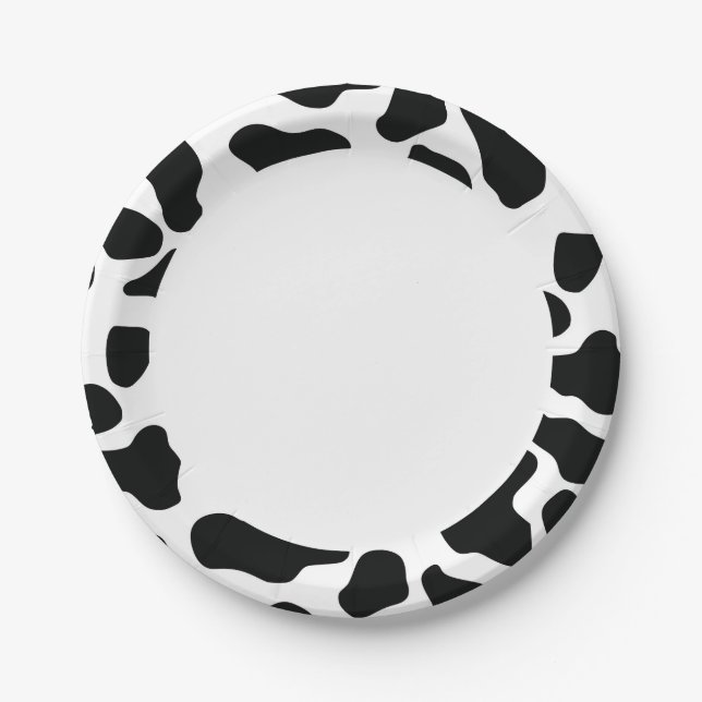 Plato De Papel Cumpleaños de cuero de vaca lindo (Anverso)