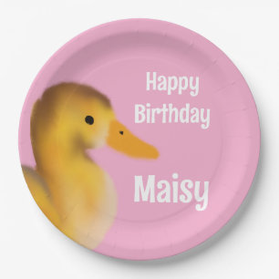 Plato De Papel Cumpleaños de Cute Duckling