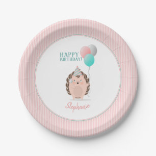 Plato De Papel Cumpleaños de Cute Hedgehog