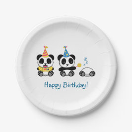 Plato De Papel Cumpleaños de Cute Little Pandas
