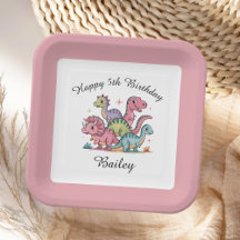 Cumpleaños de dinosaurio de niñas rosadas