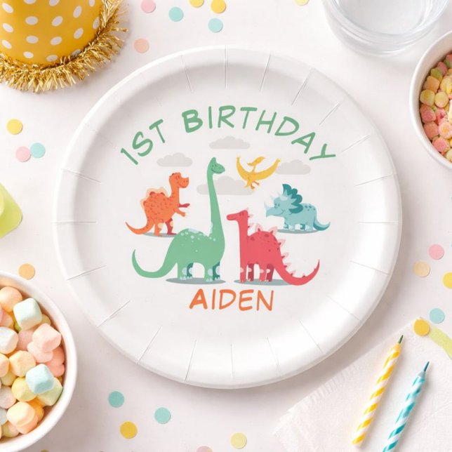 Plato De Papel Cumpleaños de Dinosaurio Nombre (Subido por el creador)