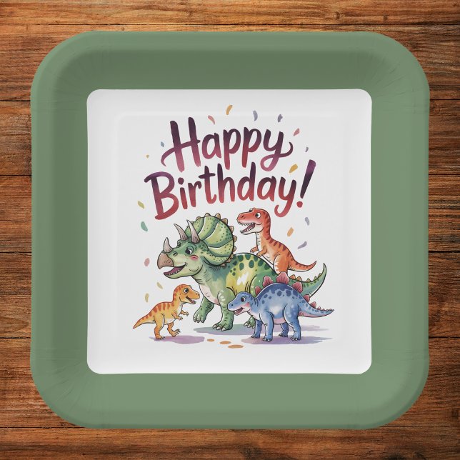 Plato De Papel Cumpleaños de dinosaurios para niños (Subido por el creador)
