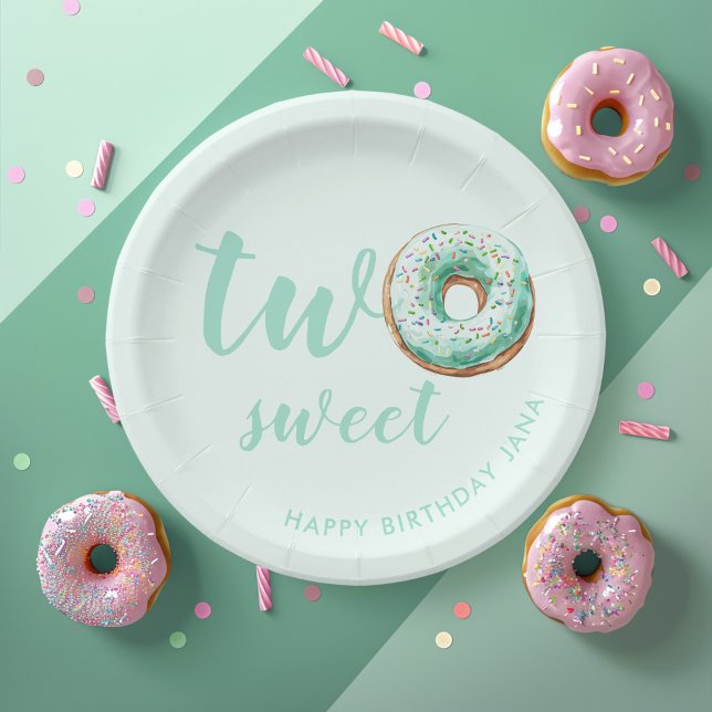 Plato De Papel Cumpleaños de Donut Verde (Subido por el creador)