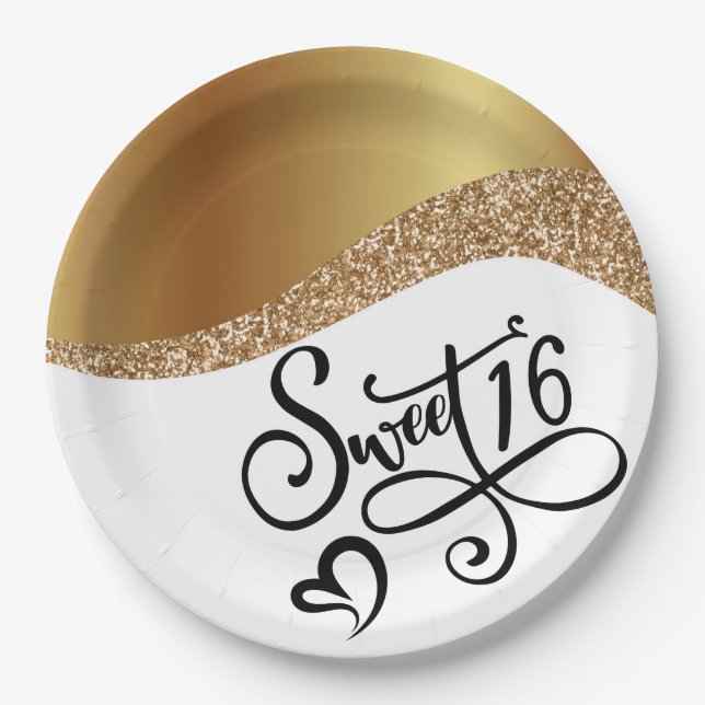 Plato De Papel Cumpleaños de Dulces 16 (Anverso)
