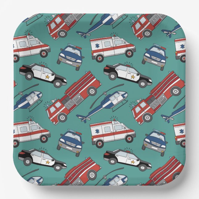 Plato De Papel Cumpleaños de Emergencia Médica de Primera Respues (Anverso)