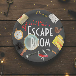 Plato De Papel Cumpleaños de escape room