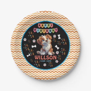 Plato De Papel Cumpleaños de Fiesta de Cachorros   Tema del perro