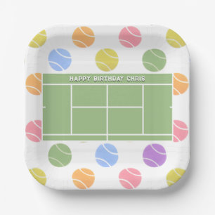 Plato De Papel Cumpleaños de fiesta de tenis personalizada