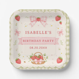 Plato De Papel Cumpleaños de Fresa Dulce a la Berry