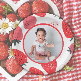 Plato De Papel Cumpleaños de Fresa Primera Foto Berry