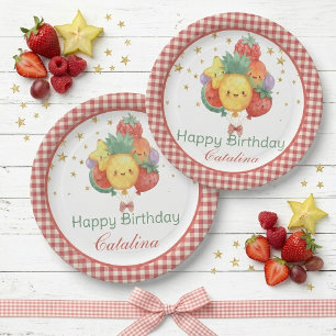 Plato De Papel Cumpleaños de Fruta Dulce Fiesta Tropical para N