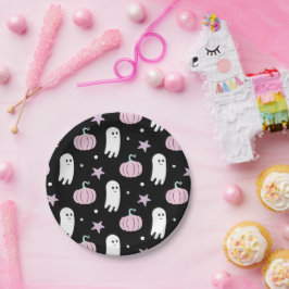 Plato De Papel Cumpleaños de Ghost Pastel Halloween