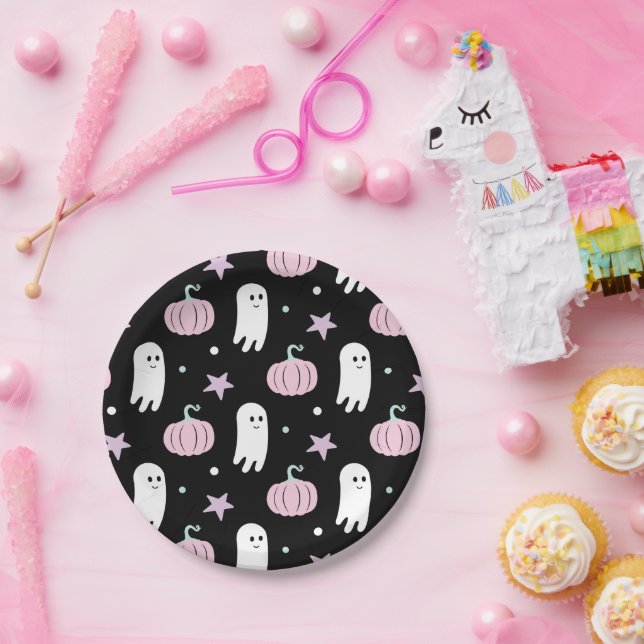 Plato De Papel Cumpleaños de Ghost Pastel Halloween (Fiesta)