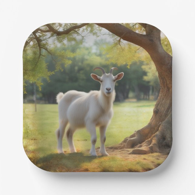 Plato De Papel Cumpleaños de Goat Lover (Anverso)