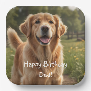 Plato De Papel Cumpleaños de Golden Retriever