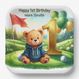 Plato De Papel Cumpleaños de Golf 1er año temático en Putting Gre