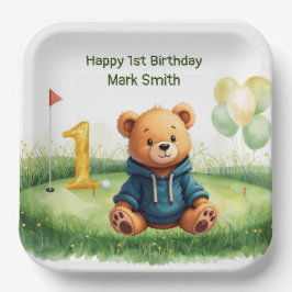 Plato De Papel Cumpleaños de Golf 1er tema en Putting Green