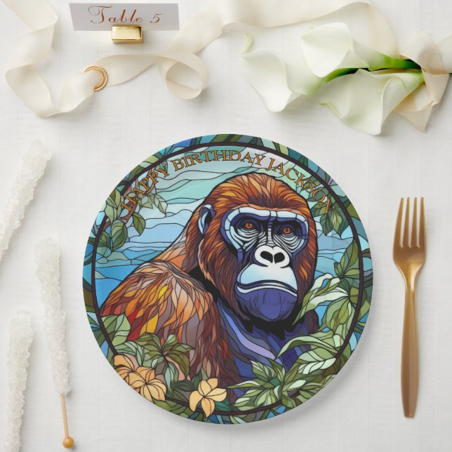 Plato De Papel Cumpleaños de Gorila Africano (Boda)