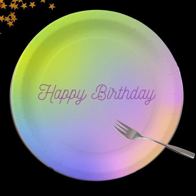 Plato De Papel cumpleaños de gradiente amarillo púrpura (Subido por el creador)