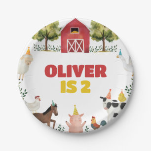 Plato De Papel Cumpleaños de granja