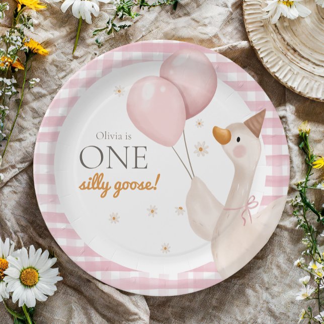 Plato De Papel Cumpleaños de granja de una tonta oca de primavera (Subido por el creador)