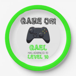 Plato De Papel Cumpleaños de Green Video Game Truck