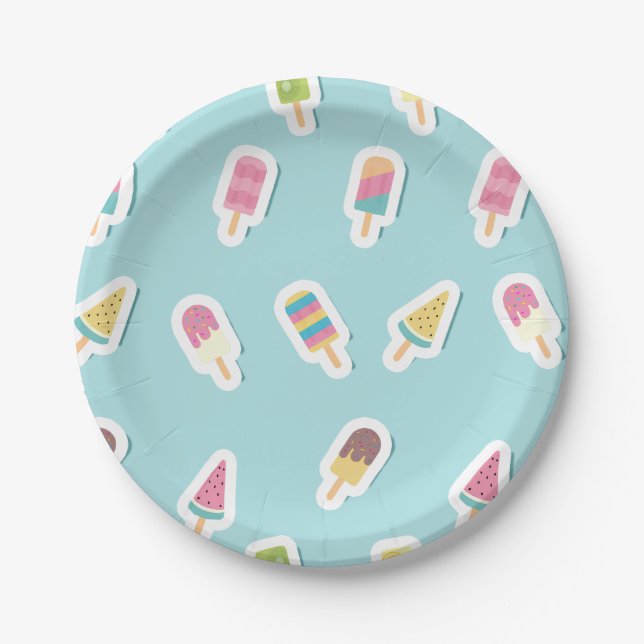 Plato De Papel Cumpleaños de Guay Summer Popsicle (Anverso)