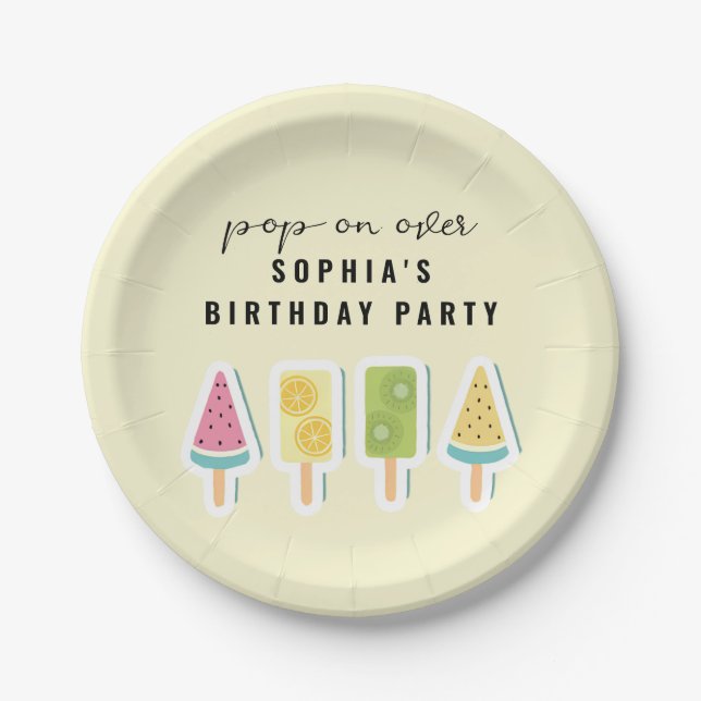 Plato De Papel Cumpleaños de Guay Summer Popsicle (Anverso)