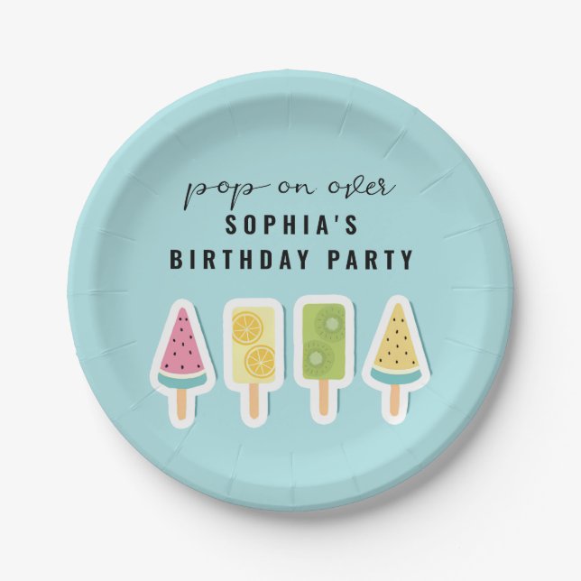 Plato De Papel Cumpleaños de Guay Summer Popsicle (Anverso)