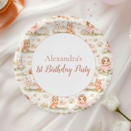Plato De Papel Cumpleaños de Hada Caprichosa Rosa