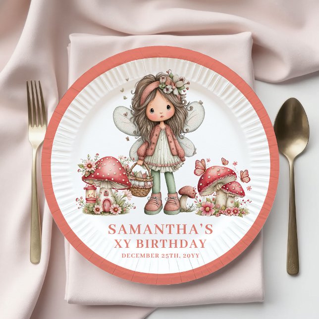 Plato De Papel Cumpleaños de Hada Querida 6º Papel Floral Pastel (Darling Fairy 6th Birthday Pastel Floral Paper Plates)