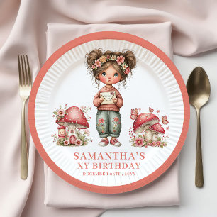 Plato De Papel Cumpleaños de Hada Rosa Linda 7º Cumpleaños Papel