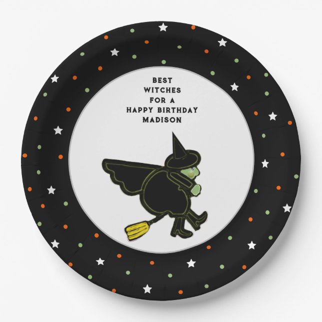 Plato De Papel Cumpleaños de Halloween (Anverso)