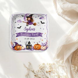 Plato De Papel Cumpleaños de Halloween con acuarela adorable