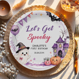 Plato De Papel Cumpleaños de Halloween Vamos a Asustar