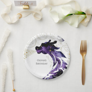 Plato De Papel Cumpleaños de Happy Dragon Mítico