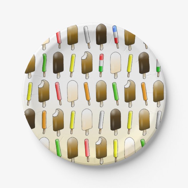 Plato De Papel Cumpleaños de Helado y Diversión (Anverso)