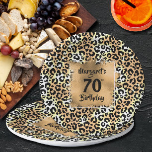 Plato De Papel Cumpleaños de impresión de animales leopardos