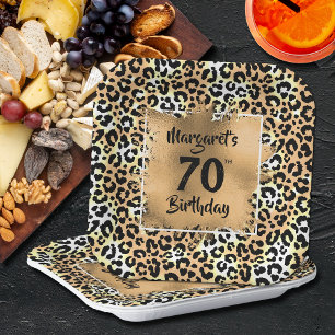 Plato De Papel Cumpleaños de impresión de animales leopardos