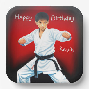 Plato De Papel Cumpleaños de Karate Boy
