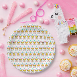 Plato De Papel Cumpleaños de Kitty Unicornio para Niños 
