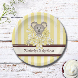 Plato De Papel Cumpleaños de Koala Amarillo / Baby Shower Neutral